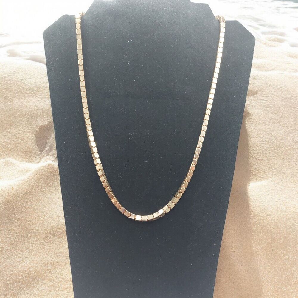 Necklace Gold Tone Box Chain 28"